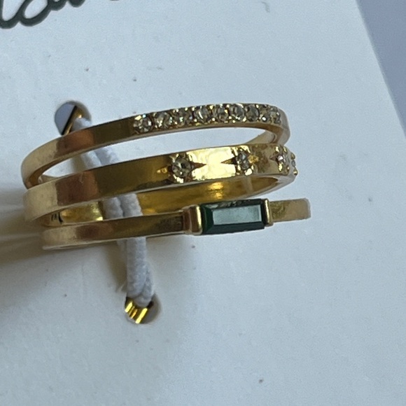 Madewell Baguette stacking Ring set size 8 with green stone NWT - Picture 8 of 10